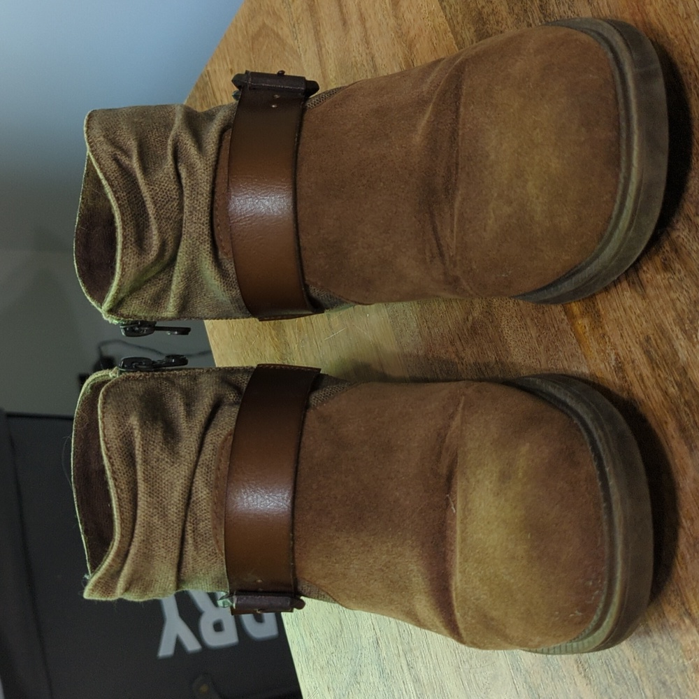 Blowfish Leather & Suede Ankle Booties, Size 10